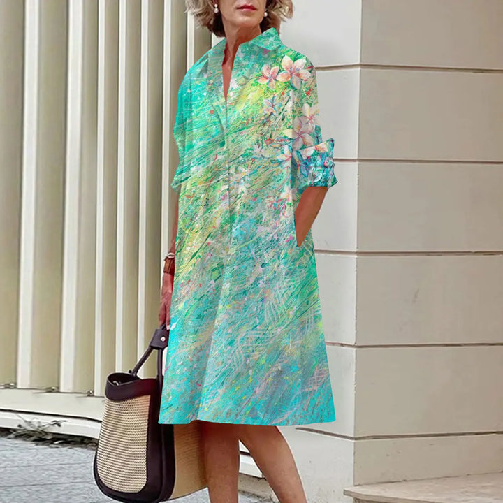 Verilyn | Women’s Floral Midi Dress in a Smart Shirt Aesthetic