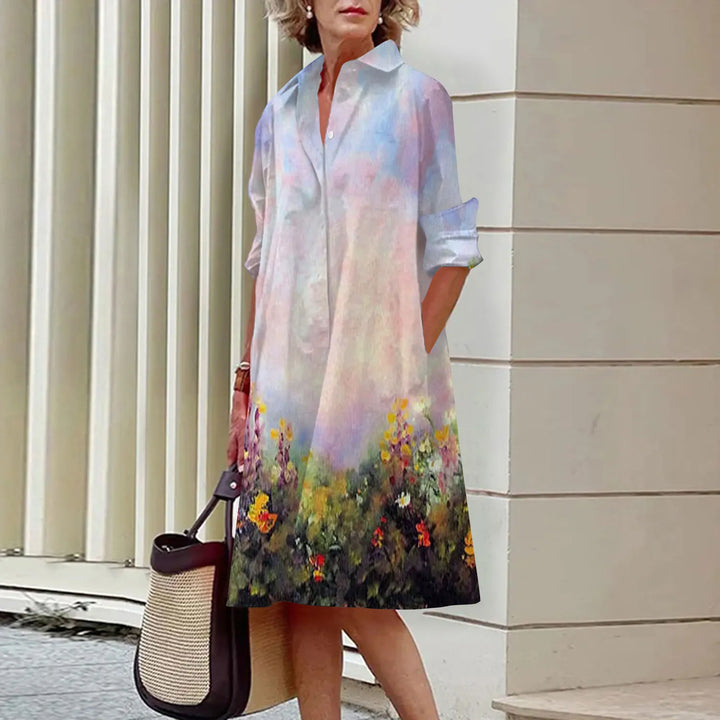 Verilyn | Women’s Floral Midi Dress in a Smart Shirt Aesthetic