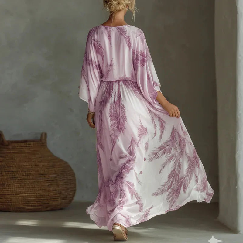 Tess | Women’s Printed Maxi Dress for Relaxed Holiday Ensemble