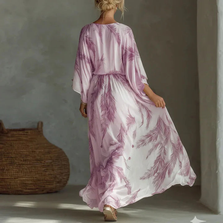 Tess | Women’s Printed Maxi Dress for Relaxed Holiday Ensemble