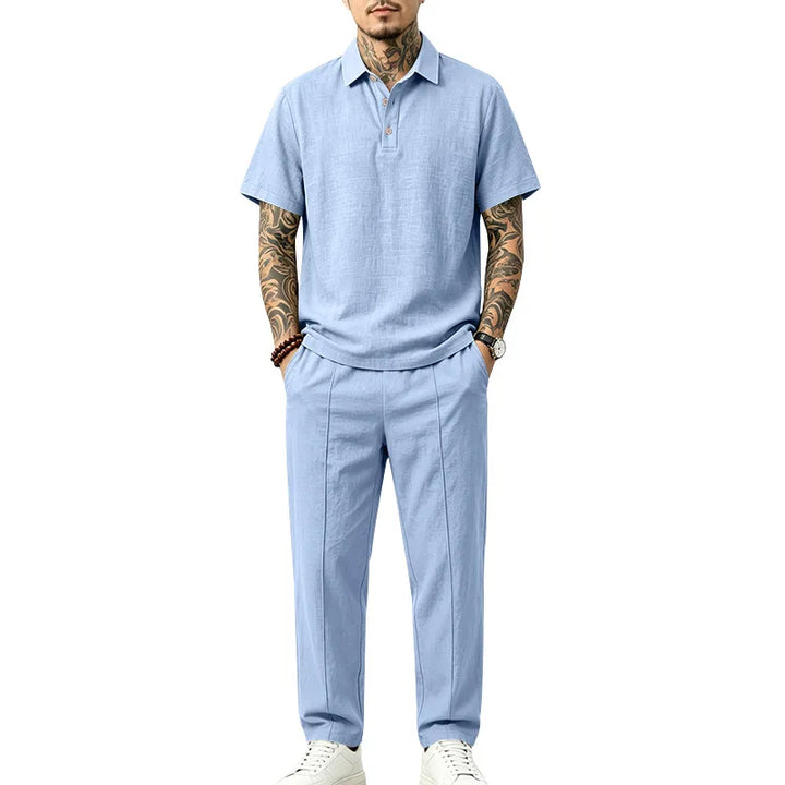 Evin | Men’s Polo Trouser Set in a Natural Style