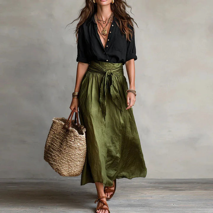 Yara | Women’s Midi Skirt featuring a Tie Waist