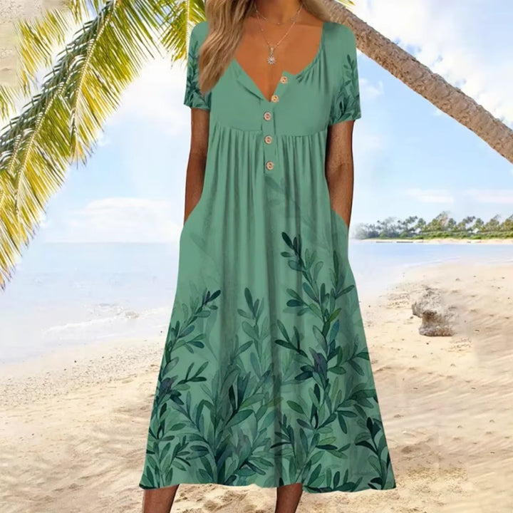 Eileen | Women’s Midi Dress featuring a Soft Floral Visual
