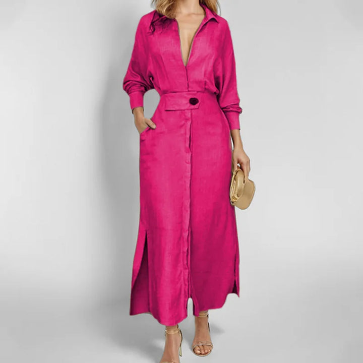 Fawn | Women’s Maxi Shirt Dress featuring a Belted Waist Seam