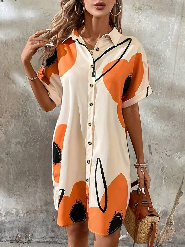 Carmen | Women’s Abstract Shirt Dress for Casual Summer Clothing