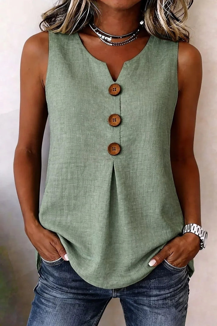 Clio | Women’s Sleeveless Button Top in an Easy Structure