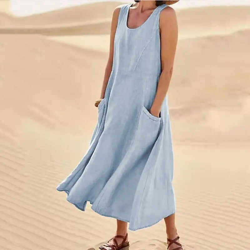 Alazne | Women’s Sleeveless Maxi Dress in an Easy A-Line Shape