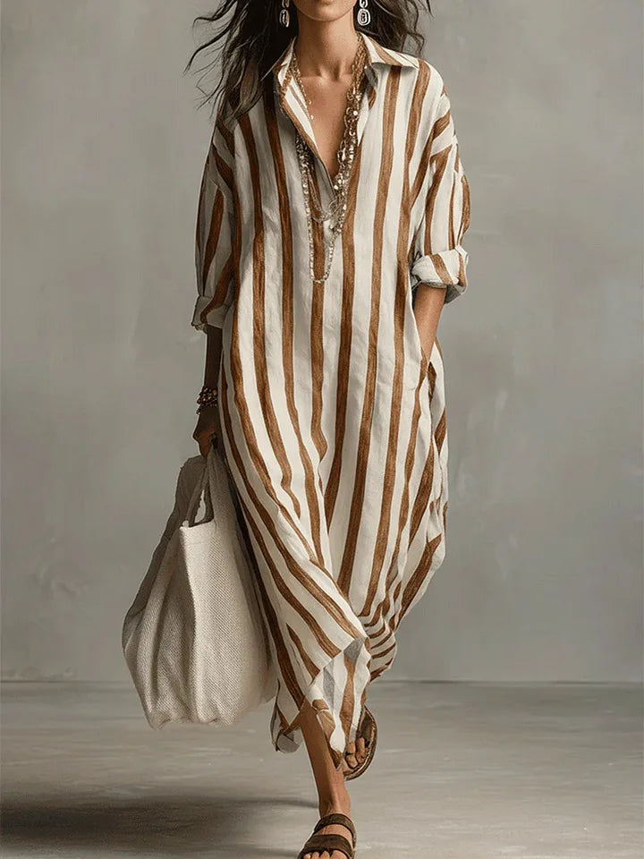 Maren | Women’s Shirt Dress featuring Vertical Stripes