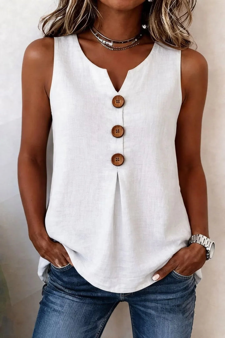 Clio | Women’s Sleeveless Button Top in an Easy Structure