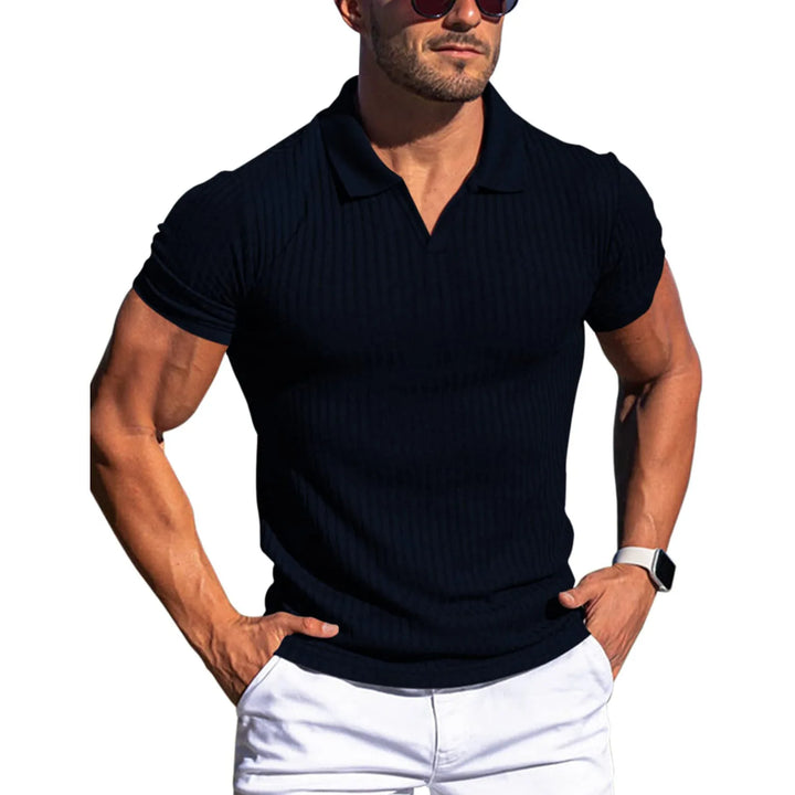 Calvez | Men’s Open-Collar Polo Shirt in a Tailored Outline