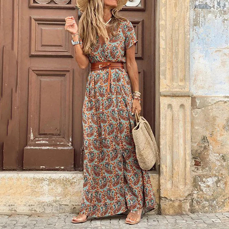 Adelaide | Women’s Floral Maxi Dress in a Button-Front Style