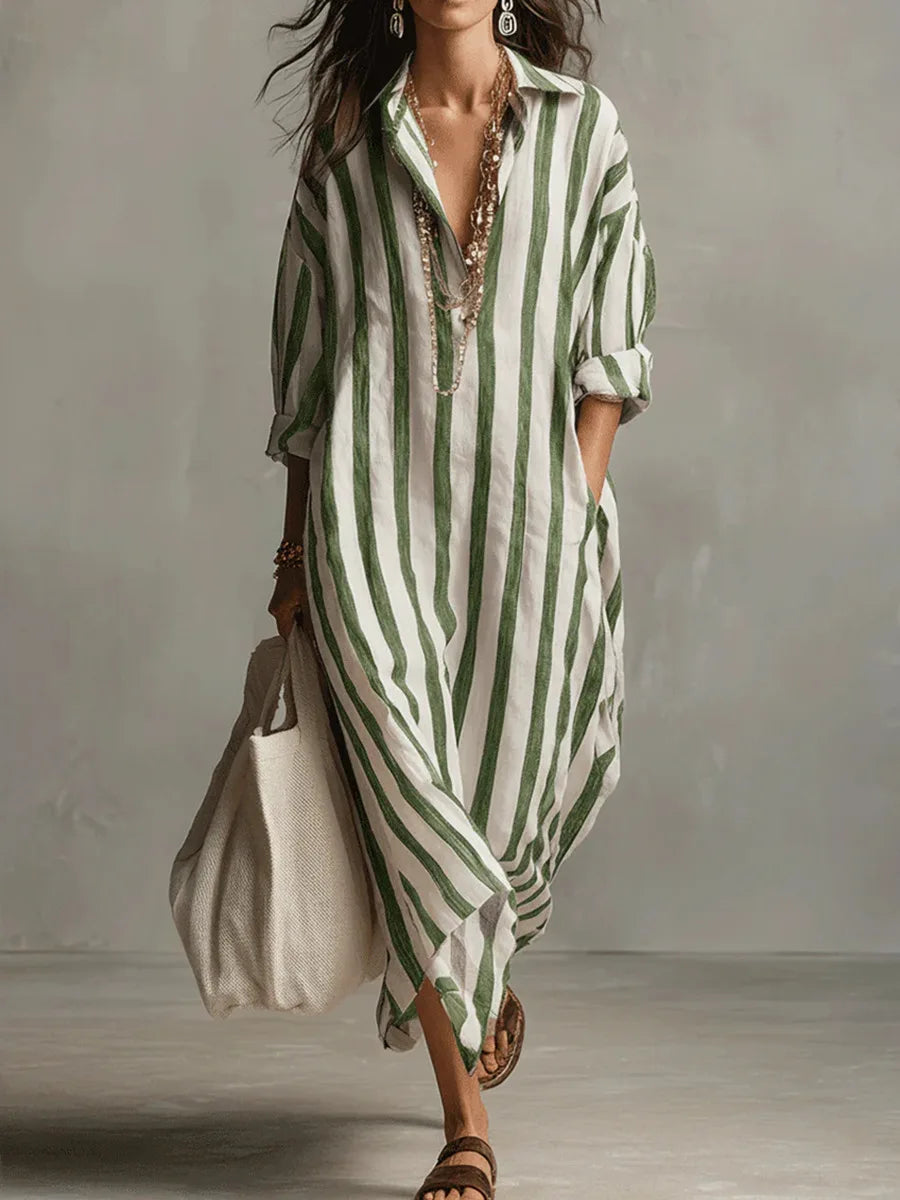 Maren | Women’s Shirt Dress featuring Vertical Stripes