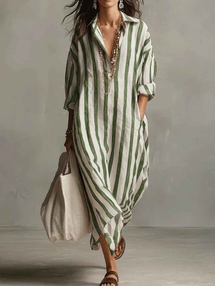 Maren | Women’s Shirt Dress featuring Vertical Stripes