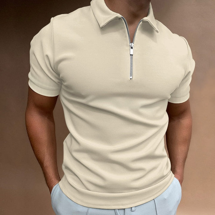 Dravion | Men’s Zip Neck Polo in a narrow-cut profile