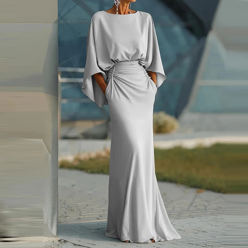 Nina | Women’s Draped Maxi Dress for Elegant Occasion Apparel