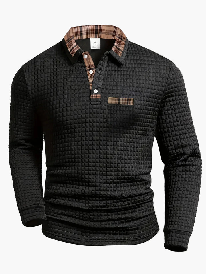 Kavero | Men’s Textured Polo Shirt designed for relaxed yet polished feel