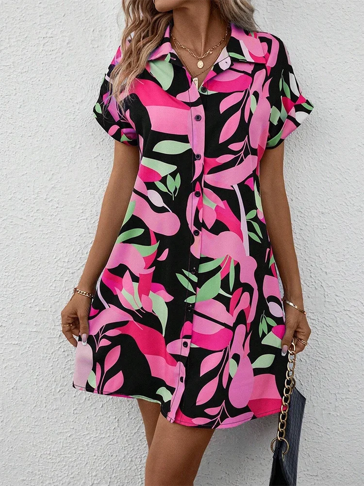 Carmen | Women’s Abstract Shirt Dress for Casual Summer Clothing