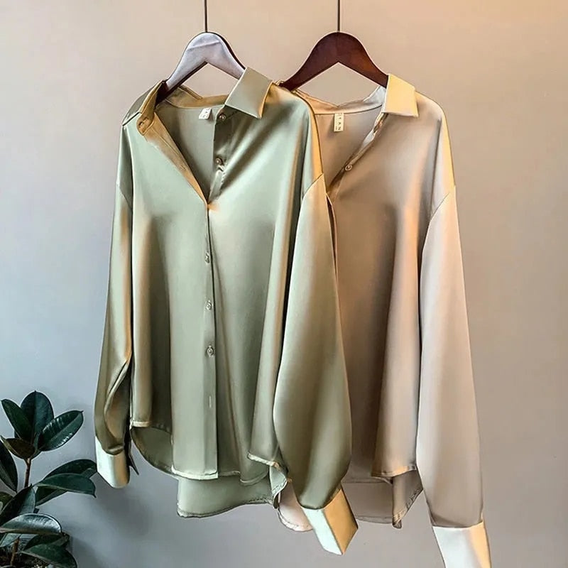 Valina | Women’s Satin Blouse with Soft Drape and Casual Style
