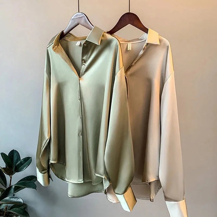Valina | Women’s Satin Blouse with Soft Drape and Casual Style