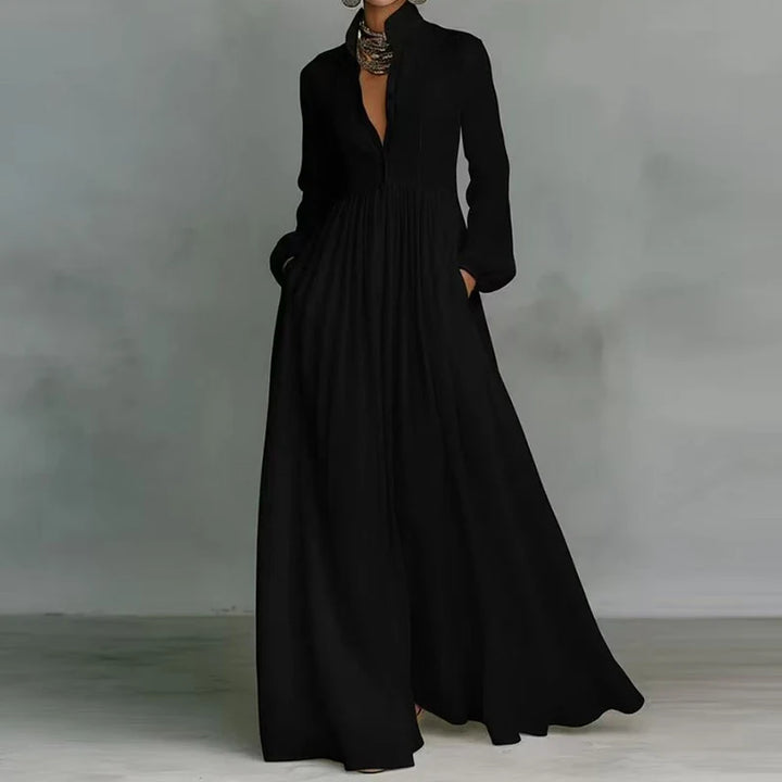 Delaney | Women’s Maxi Dress in a Flowing Neat Button-Up Look