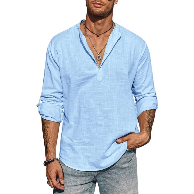 Griffin | Men’s Long Sleeve Henley Shirt in a Relaxed Summer Fit