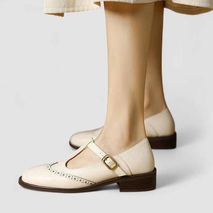 Lorvessa | Women’s Buckle Strap Flats with cut-out detail and classic finish