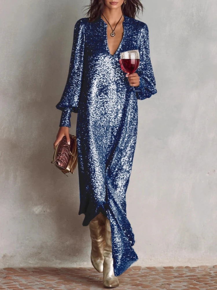 Rose | Women’s Evening Maxi Dress with a Shimmer Finish