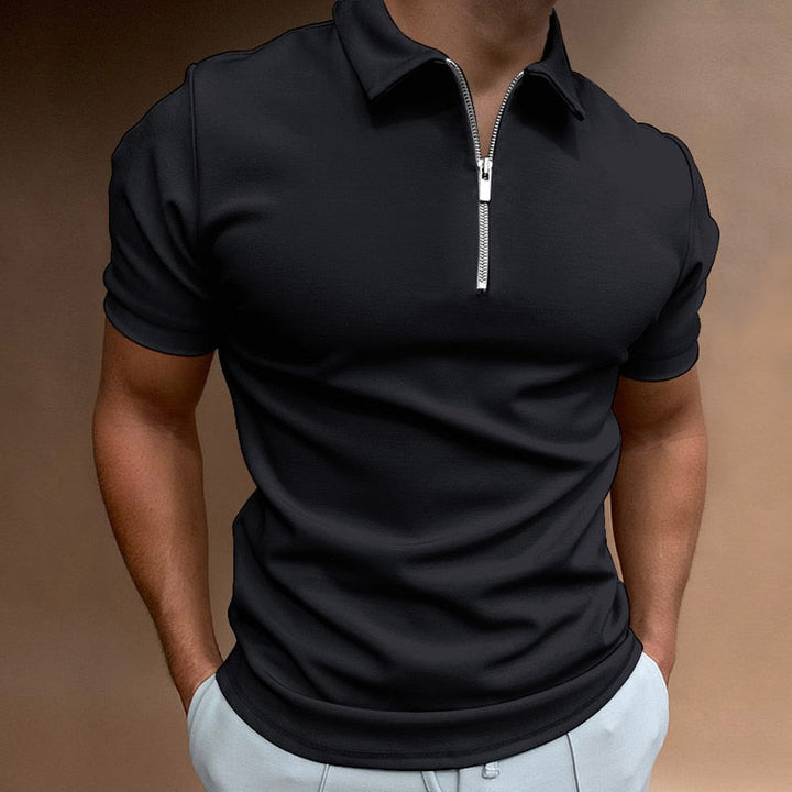Dravion | Men’s Zip Neck Polo in a narrow-cut profile