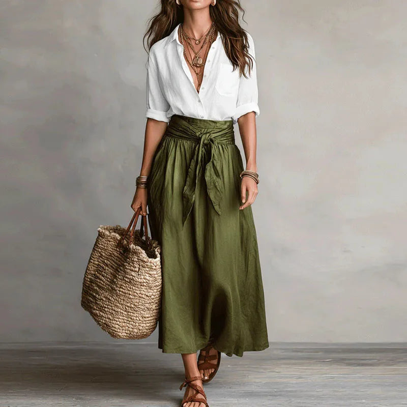 Yara | Women’s Midi Skirt featuring a Tie Waist