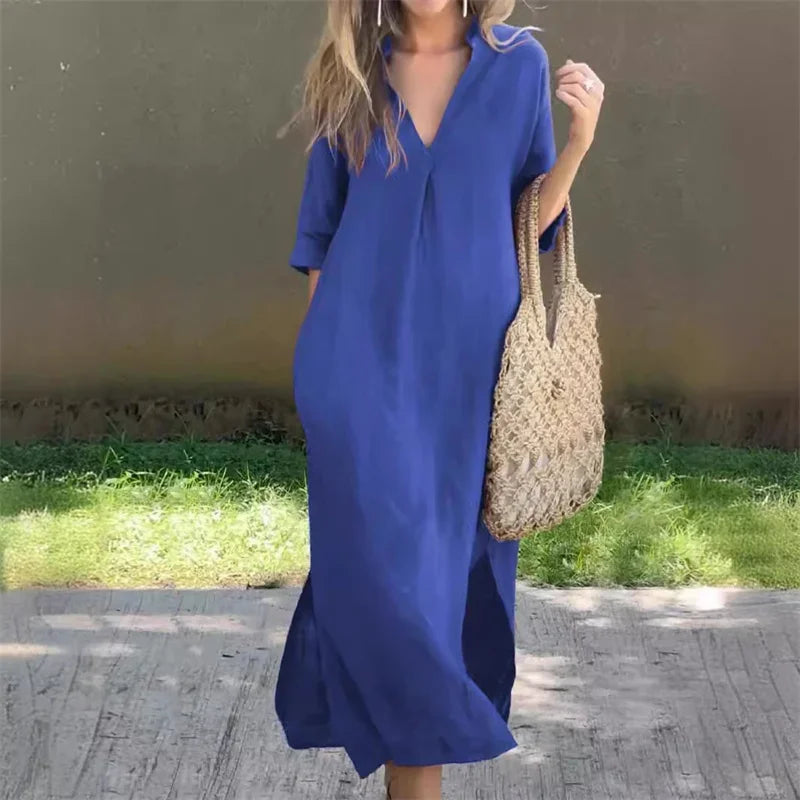Eulalie | Women’s Maxi Dress in a Relaxed Collared Figure