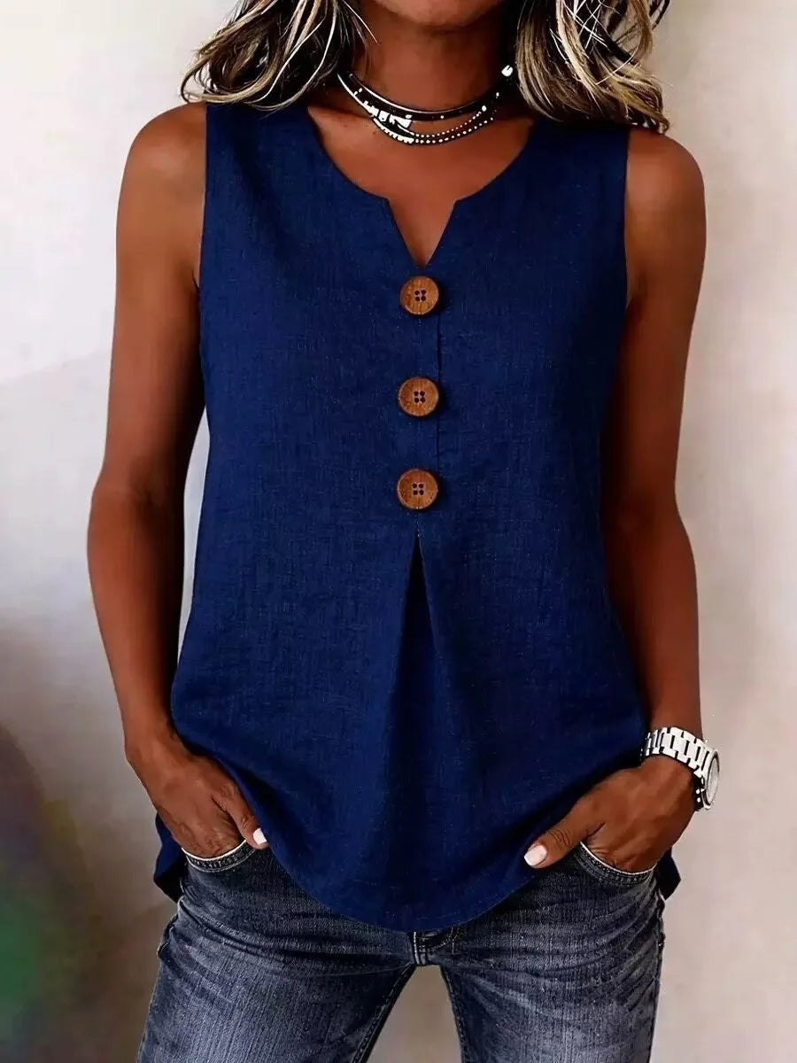 Clio | Women’s Sleeveless Button Top in an Easy Structure