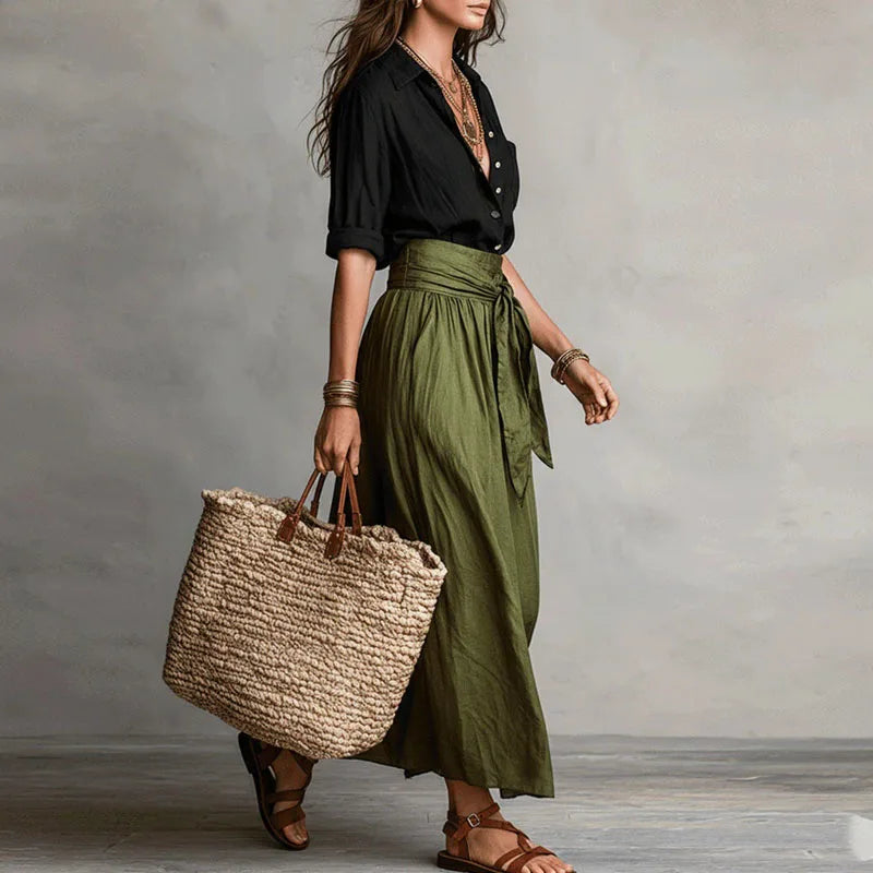 Yara | Women’s Midi Skirt featuring a Tie Waist