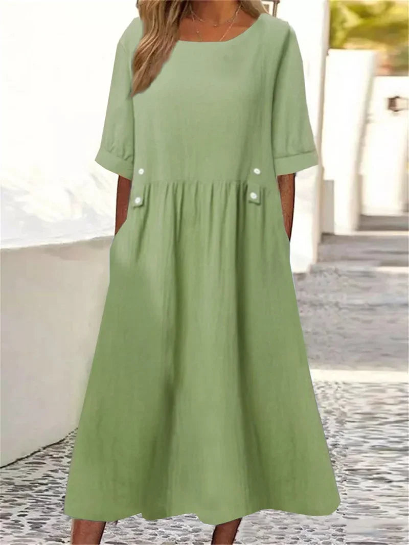 Adira | Women’s Midi Dress in a Relaxed Gathered Cut