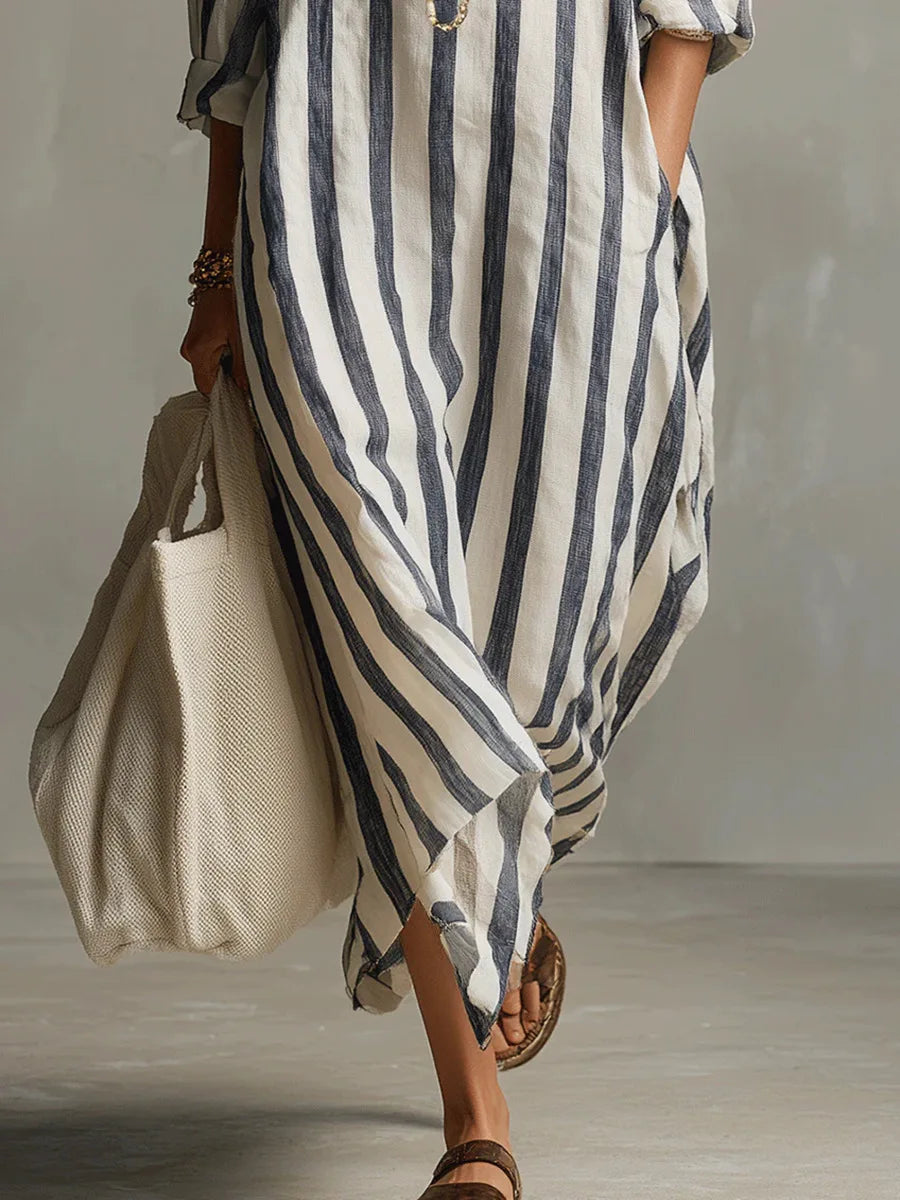Maren | Women’s Shirt Dress featuring Vertical Stripes