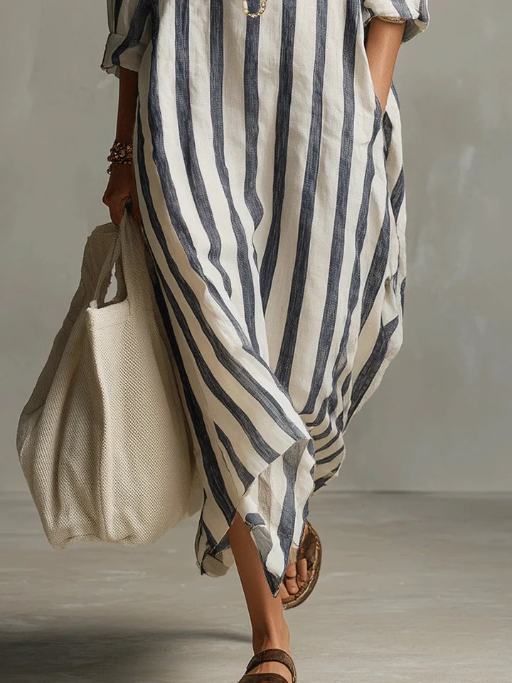 Maren | Women’s Shirt Dress featuring Vertical Stripes