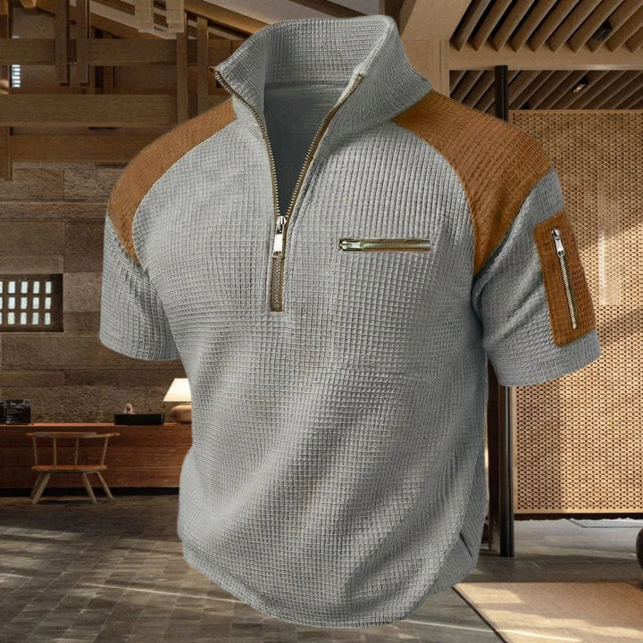 Zephyr | Men’s Quarter-Zip Polo Shirt with Contrast Panels