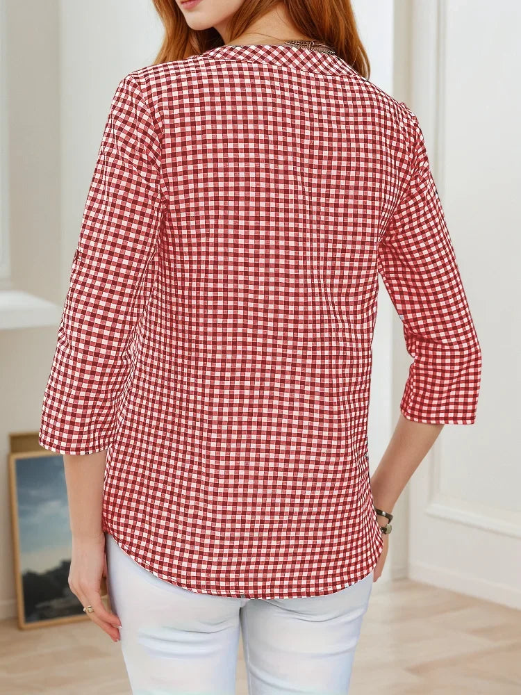 Keiley | Women’s Blouse featuring a Check Layout
