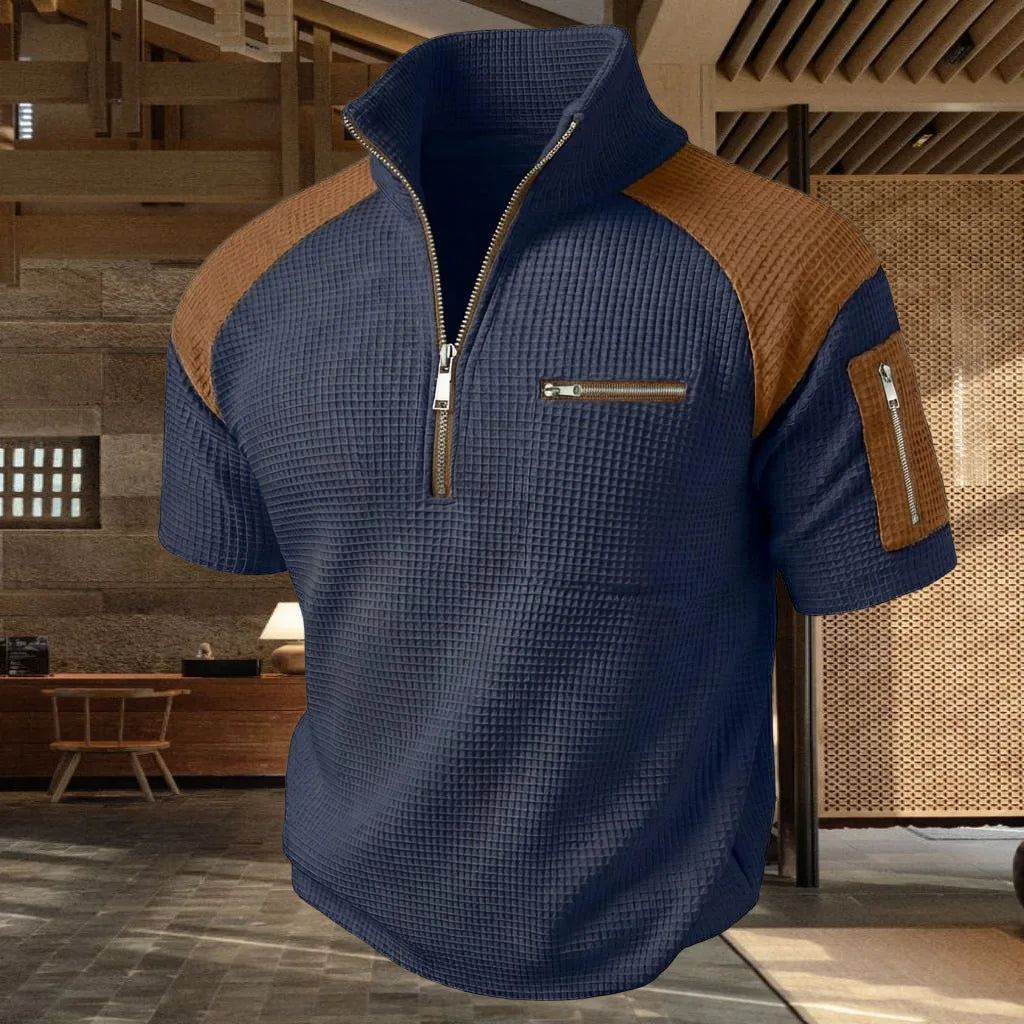 Zephyr | Men’s Quarter-Zip Polo Shirt with Contrast Panels