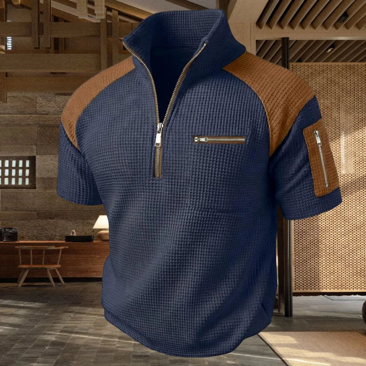 Zephyr | Men’s Quarter-Zip Polo Shirt with Contrast Panels