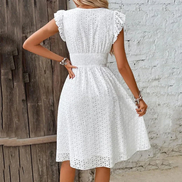 Nadia | Women’s Summer Dress featuring a Frill Shoulder Detail