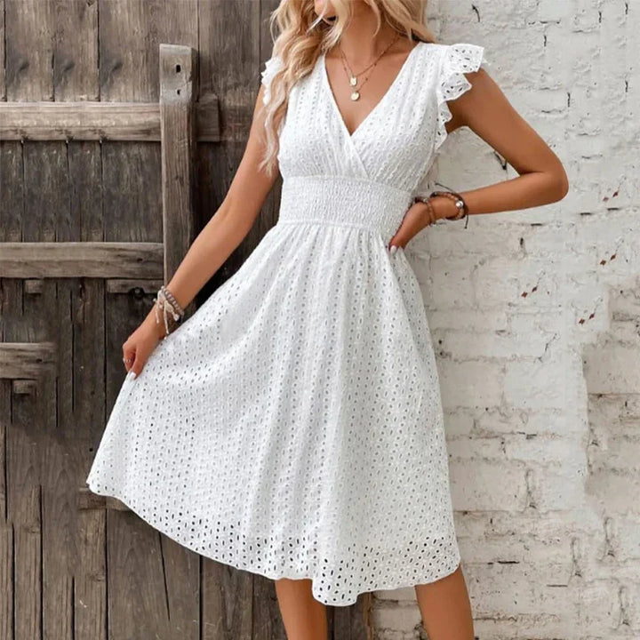 Nadia | Women’s Summer Dress featuring a Frill Shoulder Detail