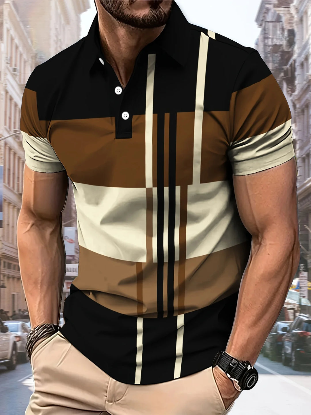Aidan | Men’s Striped Polo Shirt for Neat Casual Shape
