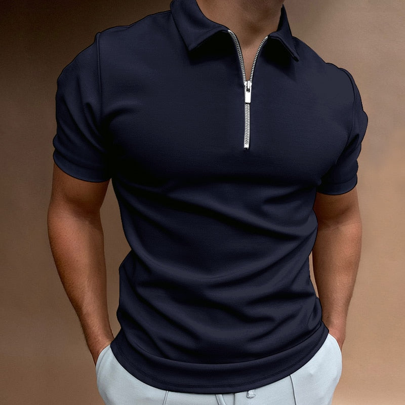 Dravion | Men’s Zip Neck Polo in a narrow-cut profile