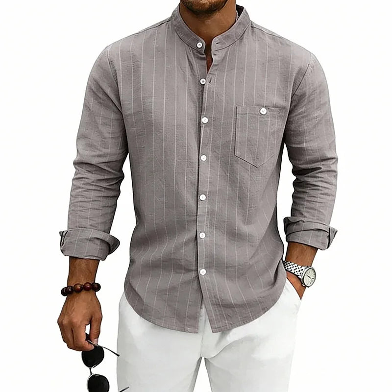 Syed | Men’s Band Collar Shirt for Smart-Casual Styling