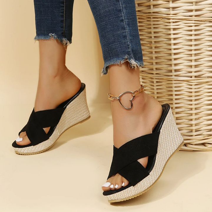 Zaria | Women’s Wedge Sandals with cross-strap upper