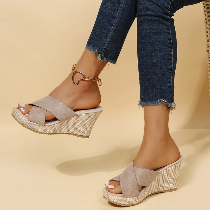 Zaria | Women’s Wedge Sandals with cross-strap upper