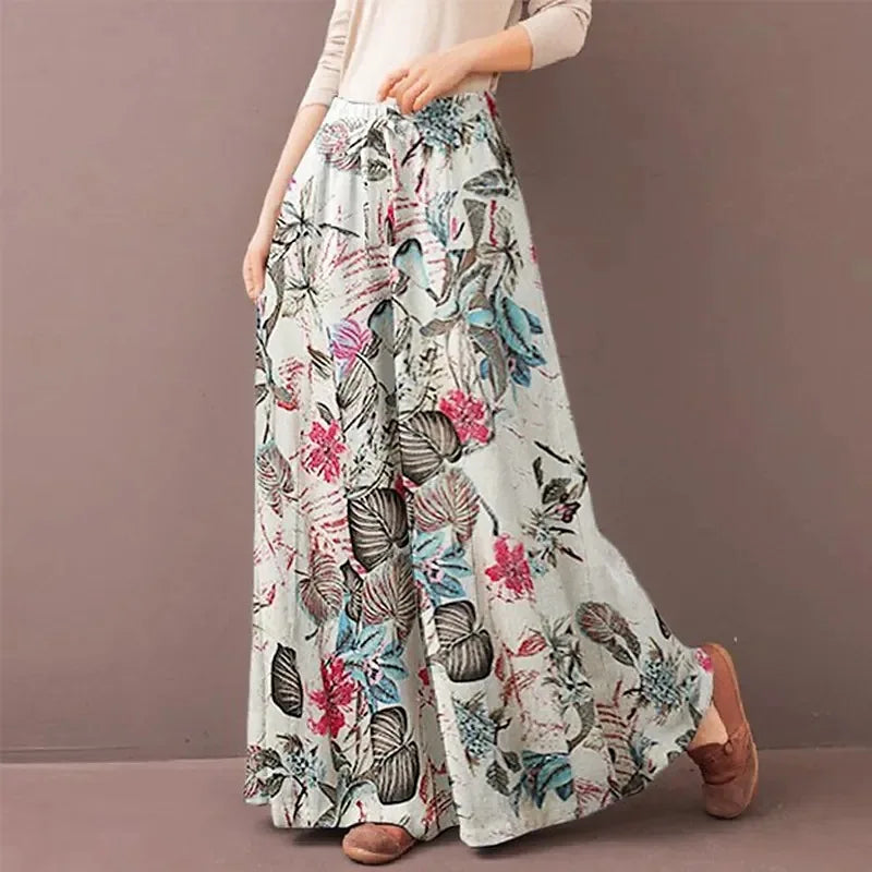 Melina | Women’s Wide-Leg Trousers featuring a Floral Print