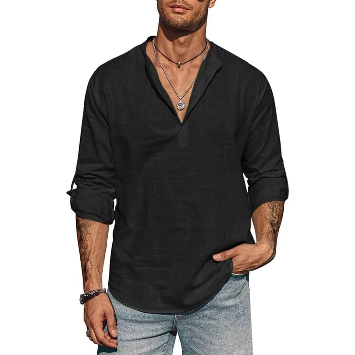 Griffin | Men’s Long Sleeve Henley Shirt in a Relaxed Summer Fit