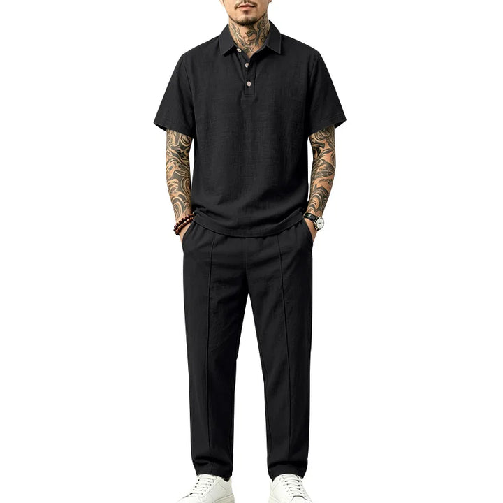 Evin | Men’s Polo Trouser Set in a Natural Style