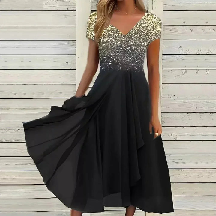 Elmara | Women’s Floral Midi Dress with Flowing Skirt